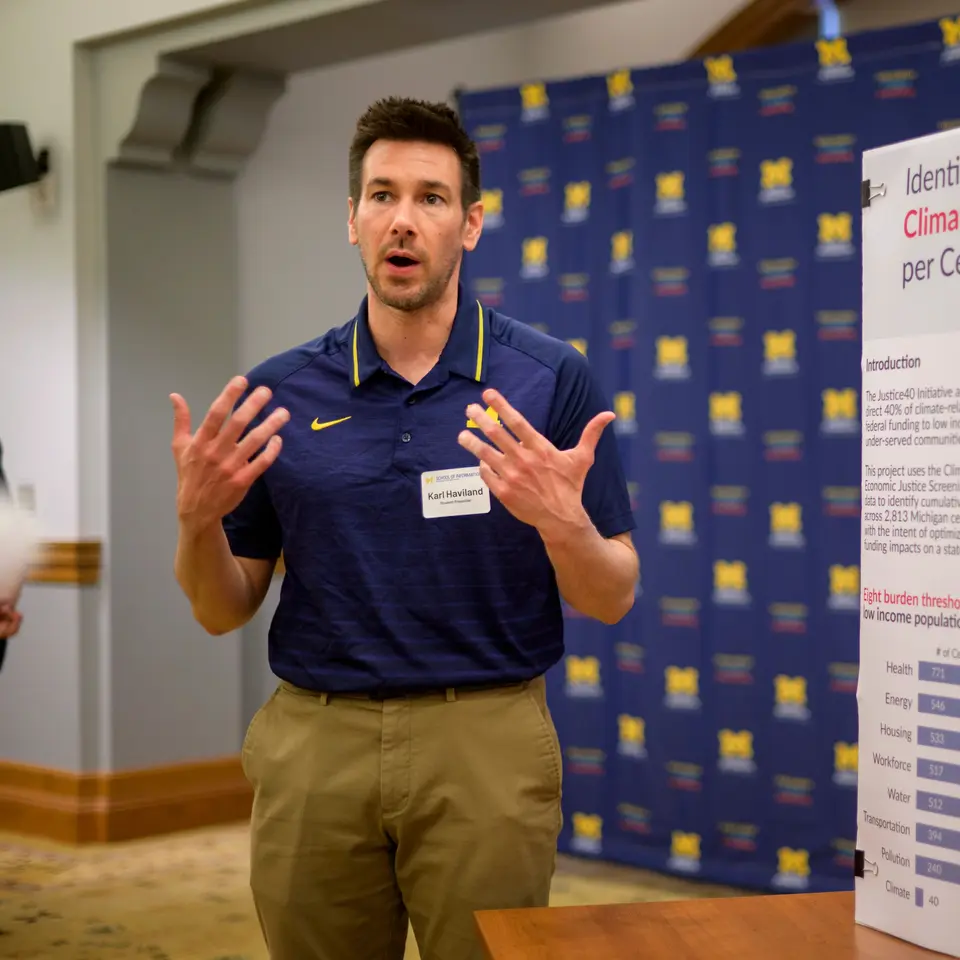 MADS student Karl Haviland presents during the project fair.